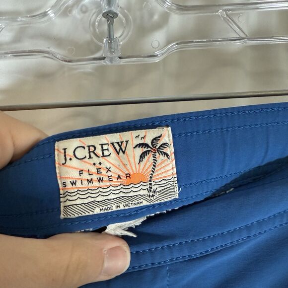 J. Crew Swim Trunks Mens XL Blue Drawstring Snap Zip Fle Swimwear Lining Cut Out - Picture 5 of 9